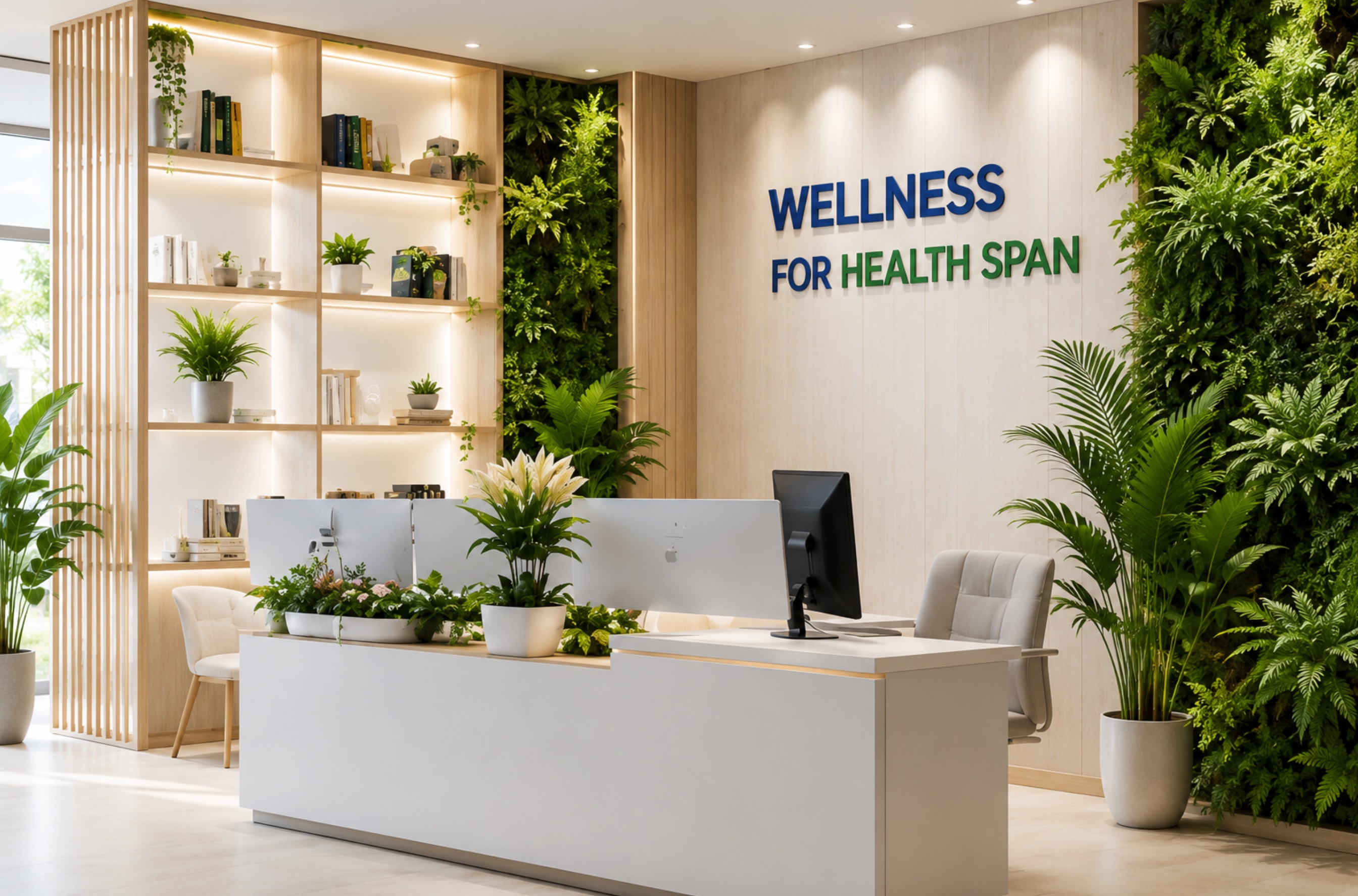 สำนักงานเวลเนสสแพน เซ็นเตอร์ พร้อมป้าย Wellness for Health Span